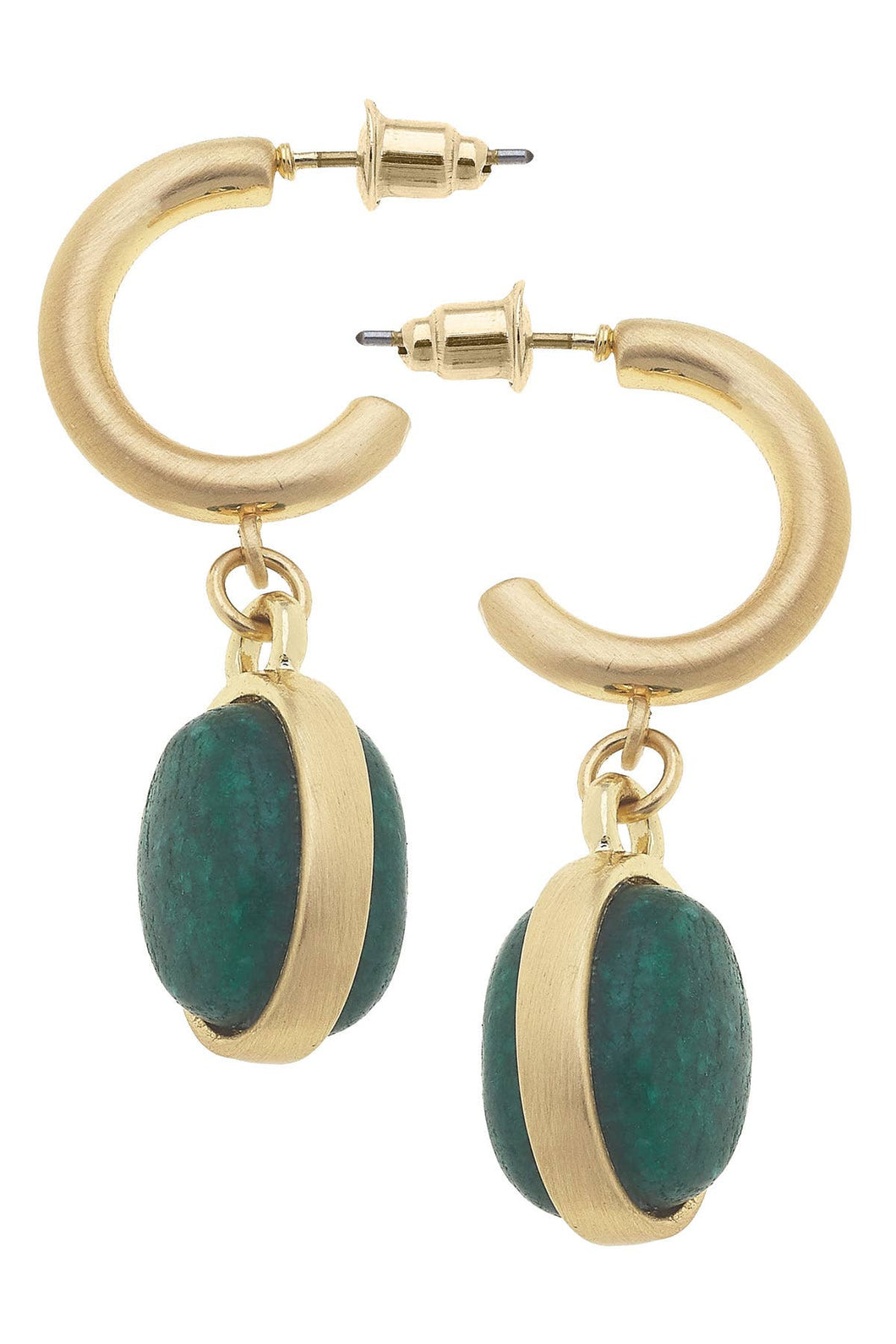 Caroline Gemstone Drop Hoop Earrings
