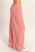Load image into Gallery viewer, Red Gingham Drawstring Wide-leg Pants
