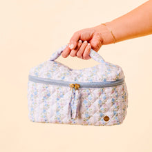 Load image into Gallery viewer, Glam &amp; Go Quilted Cosmetic Bag Petal Parade Blue
