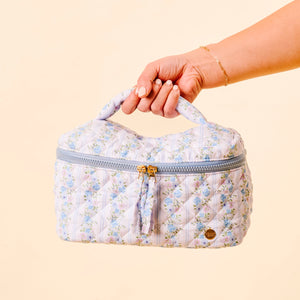 Glam & Go Quilted Cosmetic Bag Petal Parade Blue