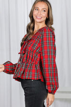 Load image into Gallery viewer, Tie Plaid Blouse Top

