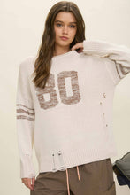 Load image into Gallery viewer, Distressed Varsity Knit Top
