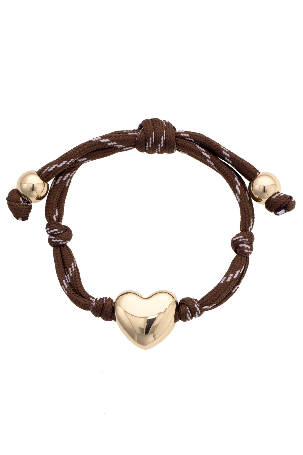 Blaine Puffy Heart Paracord Bracelet - Brown