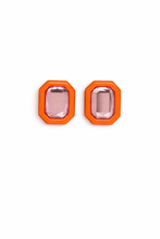 Load image into Gallery viewer, Olivia Statement Earrings Rectangle - Pink Grapefruit
