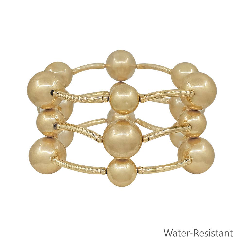Water Resistant Metal Bar Stretch Bracelet