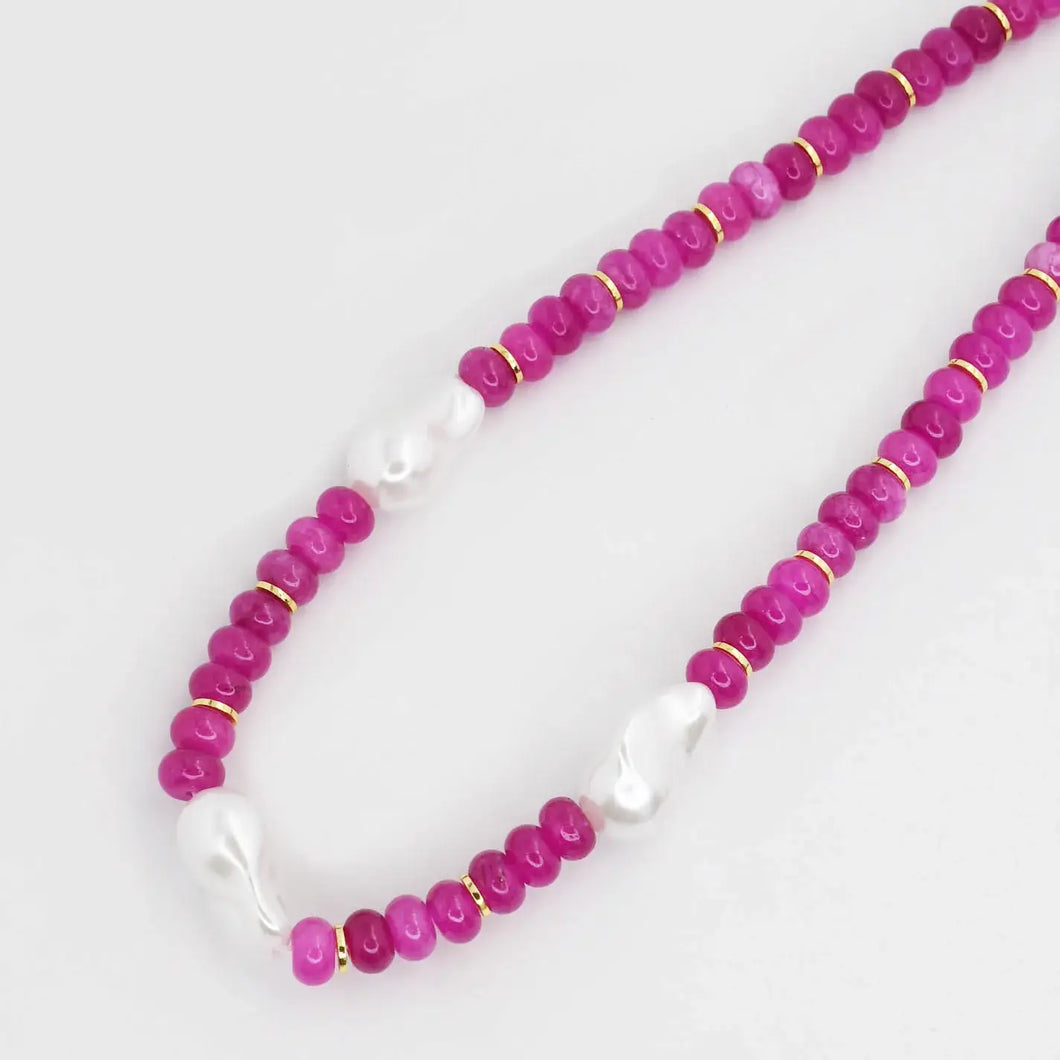 Pearl Pink Gemstone Necklace