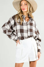 Load image into Gallery viewer, Collard Button Down Long Dolman Plaid Shirt
