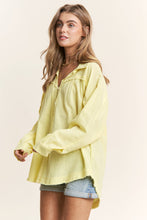 Load image into Gallery viewer, Lemon Raw Edge Button Up Top

