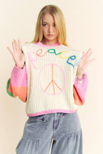 Load image into Gallery viewer, Peace Embellished Balloon Sleeve Sweater
