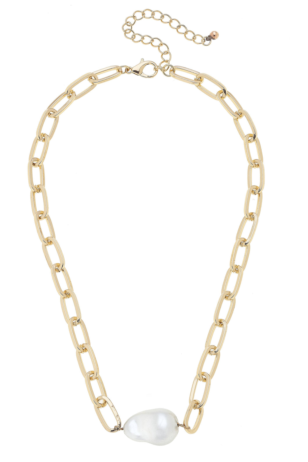Liza Linked Baroque Pearl Necklace in Shiny Gold