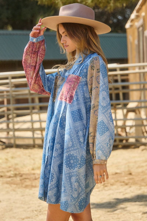 Blue Multi Printed Dress