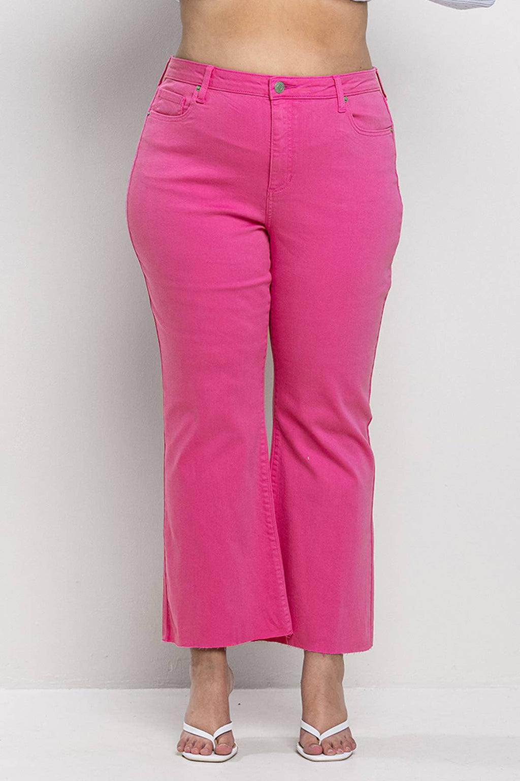 Fuchsia Kick Flare Mid Rise
