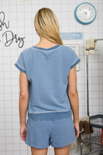 Load image into Gallery viewer, Washed Stripe Short Sleeve Henley Knit Top
