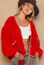 Load image into Gallery viewer, Red Contrast Stitch Cardigan
