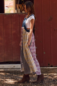 Plus Patchwork Plaid Overall Dress