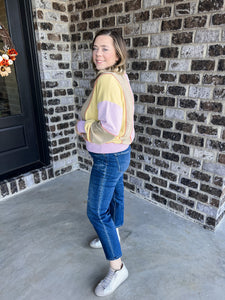 Lavender Color Block Vintage Pullover