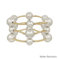 Water Resistant Gold and Silver Metal Bar Stretch Bracelet