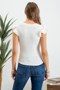 Ruffle Sleeve Knit Top