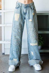 Washed Love Patch Denim Pant