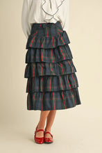 Load image into Gallery viewer, Navy Plaid Tiered Skirt
