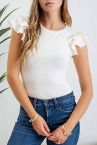 Ruffle Sleeve Knit Top