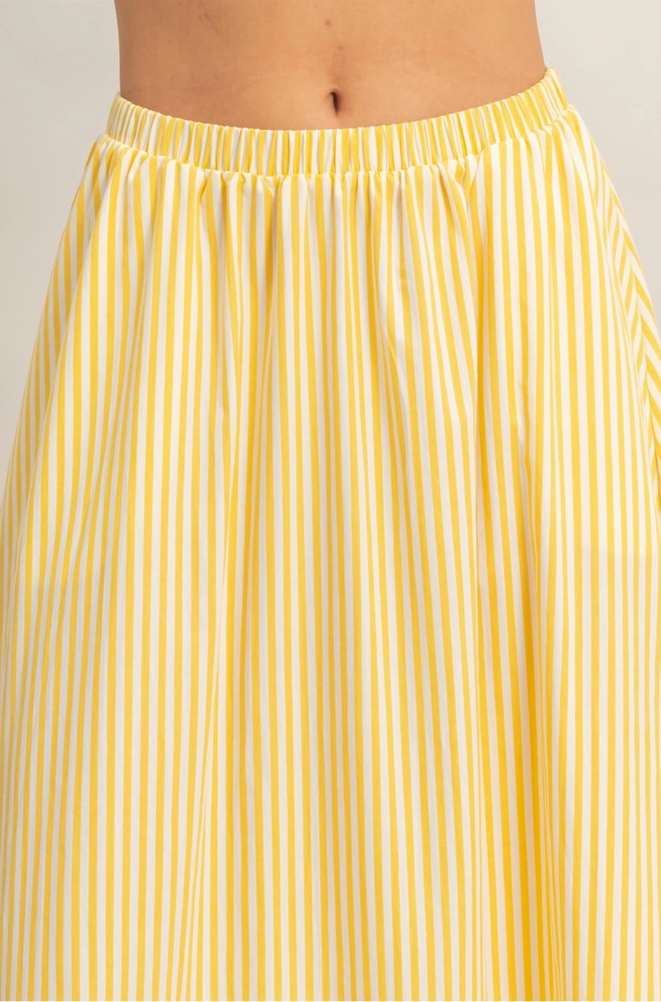 Striped Elastic Waist Flowy Midi Skirt