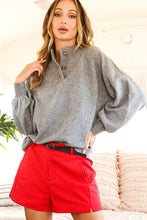 Load image into Gallery viewer, Grey Ribbed Mock Neck Sweater
