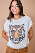 Game Day Tiger Intarsia Sweater Vest Top