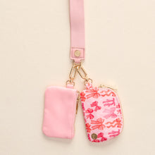 Load image into Gallery viewer, Dynamic Duo Pouch Wristlet Blushing Bows
