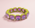 Griffin Enamel Stretch Bracelet - Chartreuse + Purple