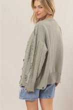 Load image into Gallery viewer, Olive Studded Cable Knit Cardigan
