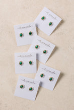 Load image into Gallery viewer, Green Malachite and Pearl Oval Stud Earrings
