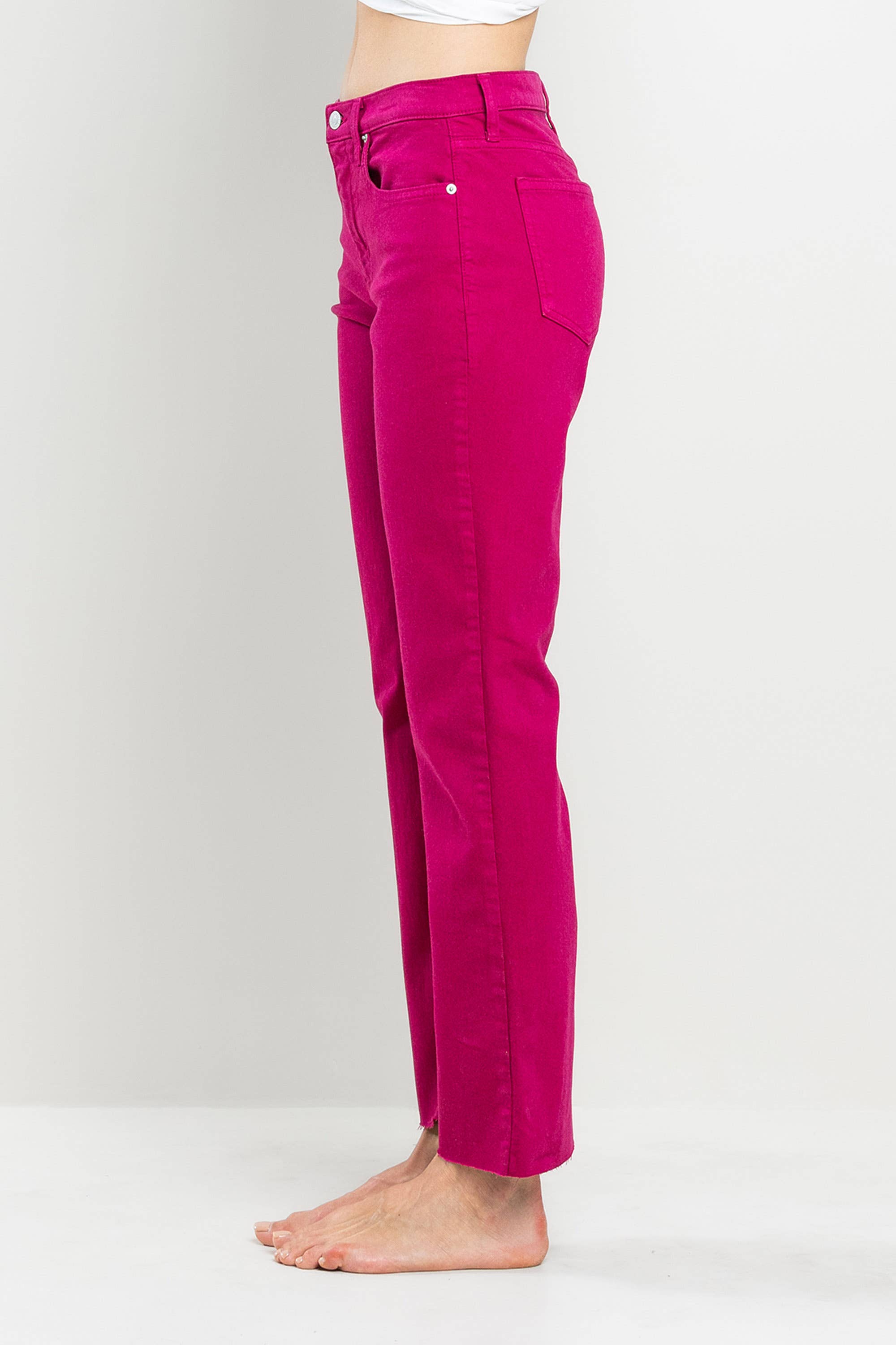 Viva Magenta Raw Hem Jean