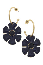 Load image into Gallery viewer, Donna Rhinestone Enamel Flower Drop Hoop Earrings
