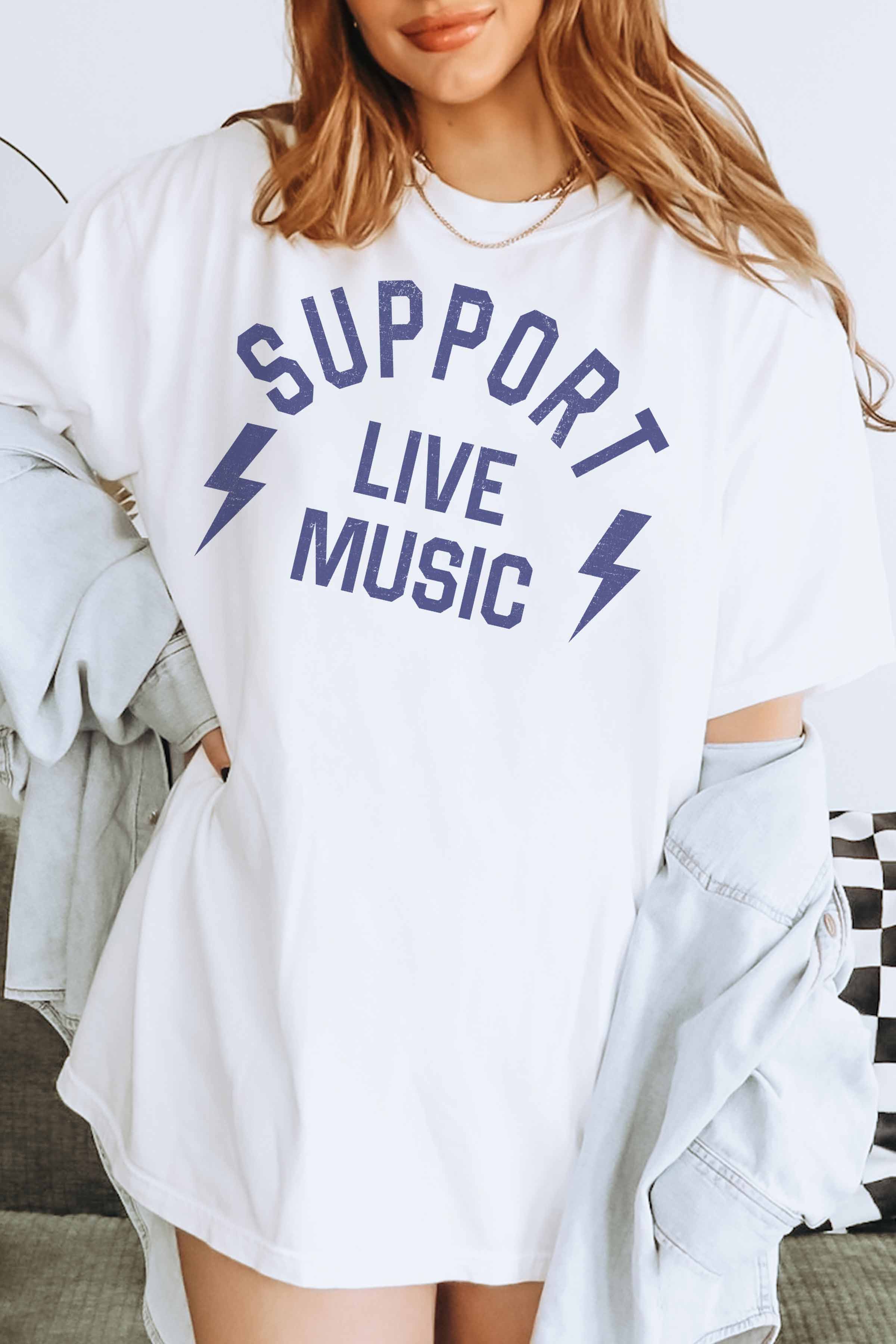 Support Live Music Oversized Graphic Tee