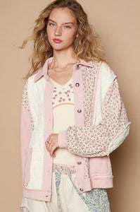 Pink Multi Floral Print Quilted Jacket