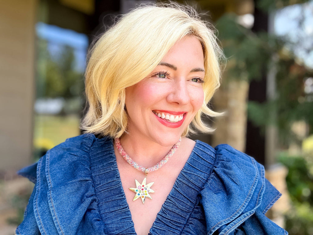 Blakely Textured Cord Necklace - Gold Sunburst Charm