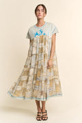 Angel Printed French Terry Top Bottom Midi Dress