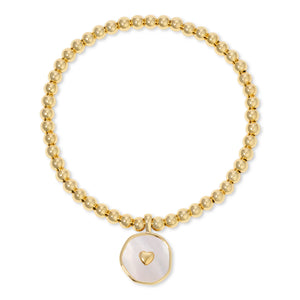 Shell and Heart Accent Gold Bracelet