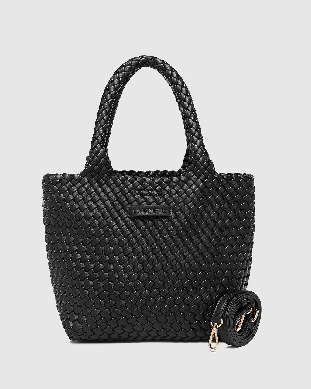Louenhide Baby Cruiser Tote Bag in Black woven vegan leather