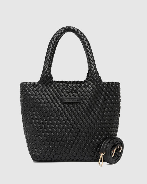 Louenhide Baby Cruiser Tote Bag in Black woven vegan leather
