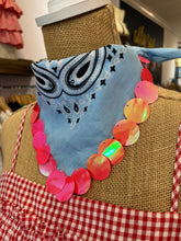 Load image into Gallery viewer, Blue Bandana with Pink Sequins
