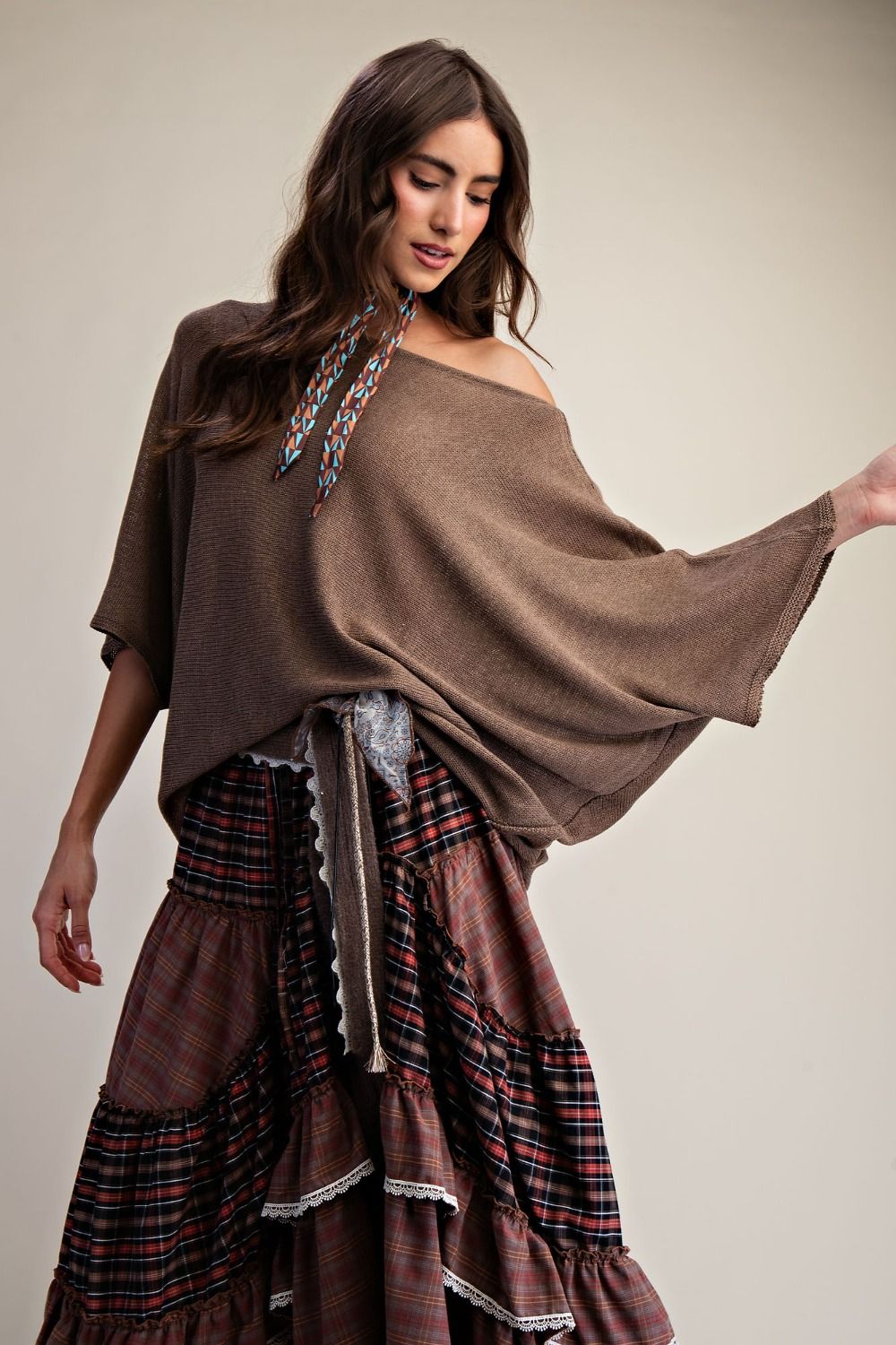 Boat Neck Knit Sweater