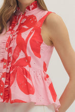 Load image into Gallery viewer, Botanical Print Sleeveless Peplum Top
