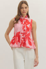 Load image into Gallery viewer, Botanical Print Sleeveless Peplum Top
