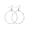 Light Blue/Coral Dot Luxe Bead Dangle Hoop