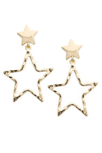 Load image into Gallery viewer, Cindy Double Star Drop Earrings in Shiny Gold
