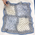 Blue color block print bandana with a lightweight versatile design.