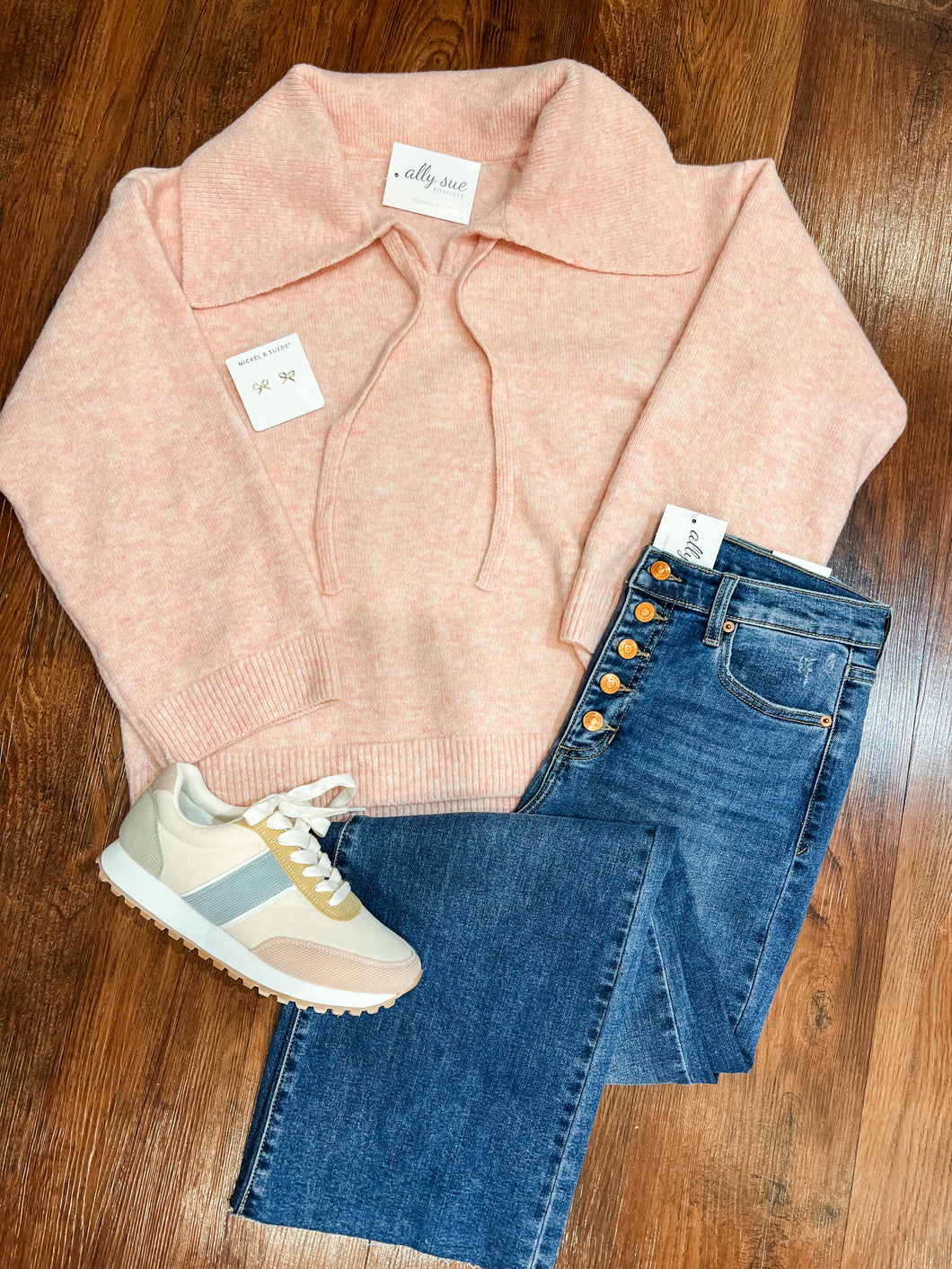 Pink Large Lapel Sweater