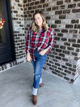 Load image into Gallery viewer, Red/Navy Plaid Button Down
